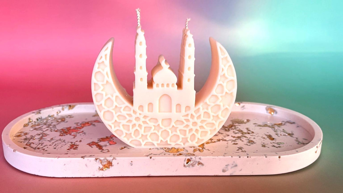 Ramadan-Kerze "Hilal" – Elegante Moschee im Halbmond