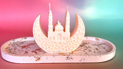 Ramadan-Kerze "Hilal" – Elegante Moschee im Halbmond